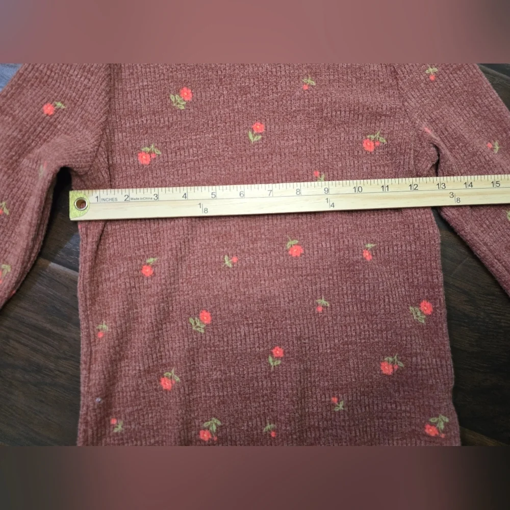 Old Navy Girls Lettuce Trim Floral Long Sleeve Casual Top Large